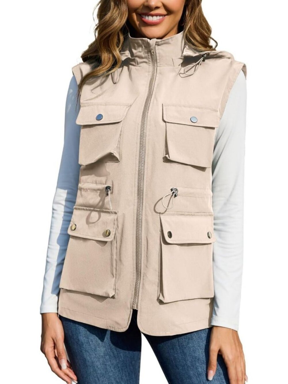 Packable Military Utility Vest - Waterproof Windbreaker Jacket with Removable